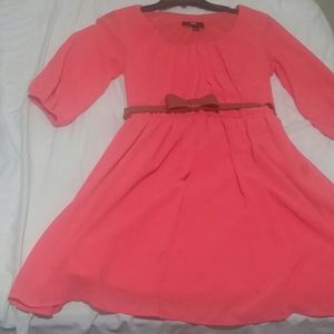 Coral belted dress